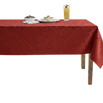 Vails Embossed Scroll Velvet Tablecloth – Burgundy