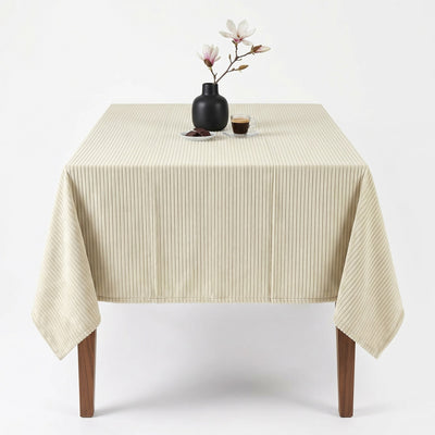 Velvery Velvet Stripe Tablecloth – Cream