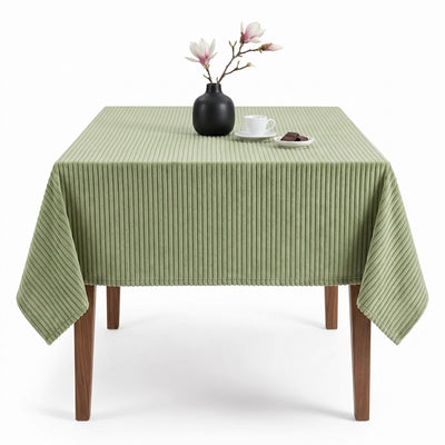 Velvery Velvet Stripe Tablecloth – Soft Green