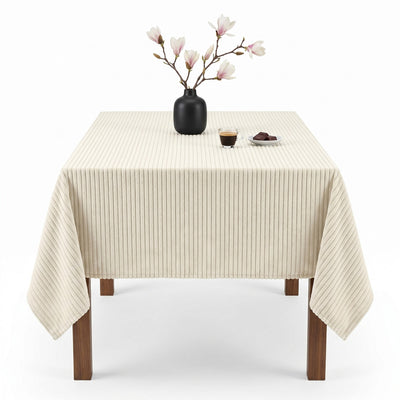 Velvery Velvet Stripe Tablecloth – White