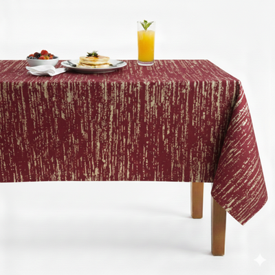 Lanora Distressed Vertical Strié Jacquard Tablecloth – Wine