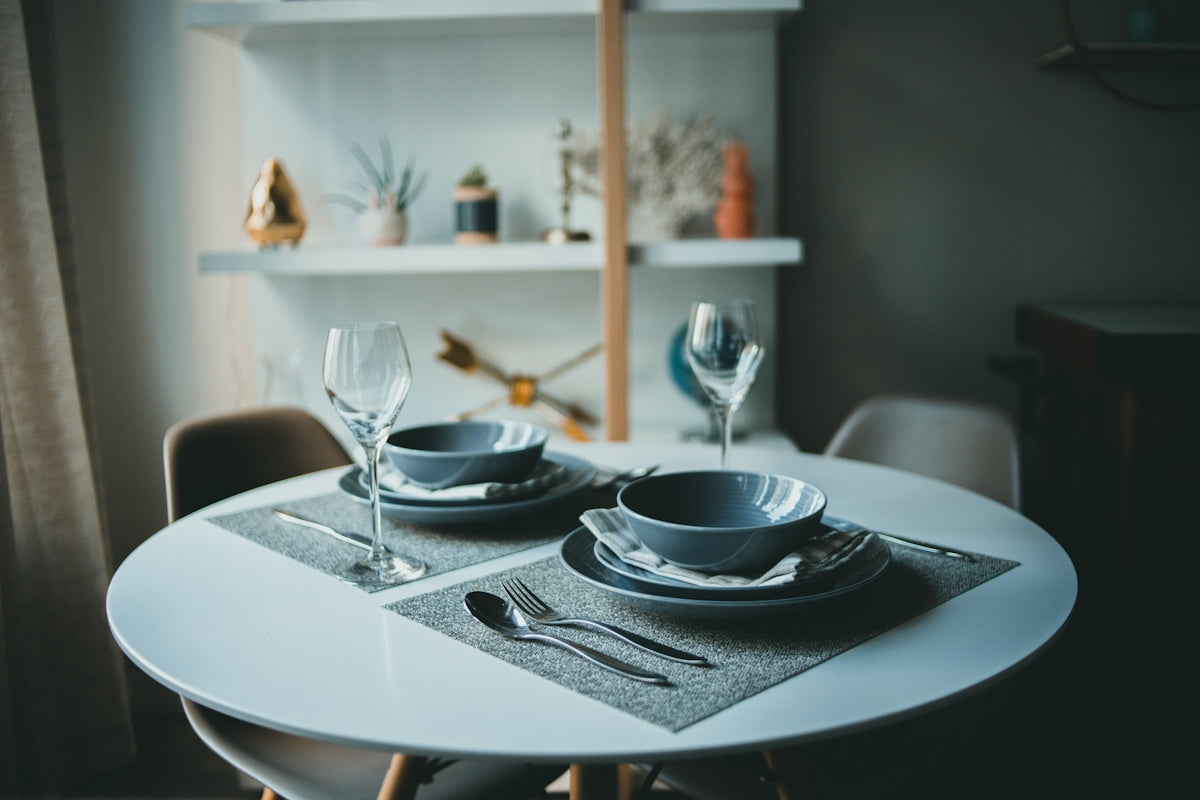a kitchen with a cake on a table