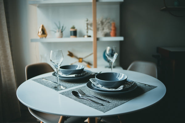 a kitchen with a cake on a table