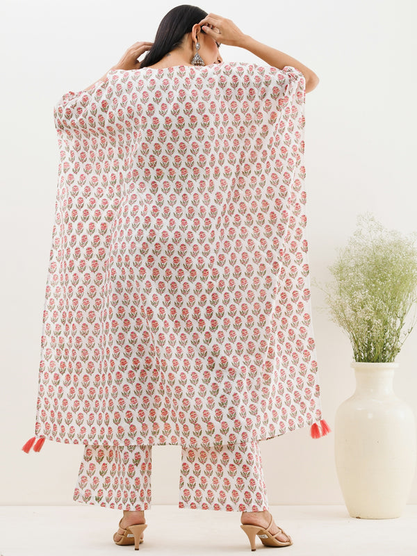 Floral Print Kaftan featuring a vibrant design with tassels, perfect for summer wear.