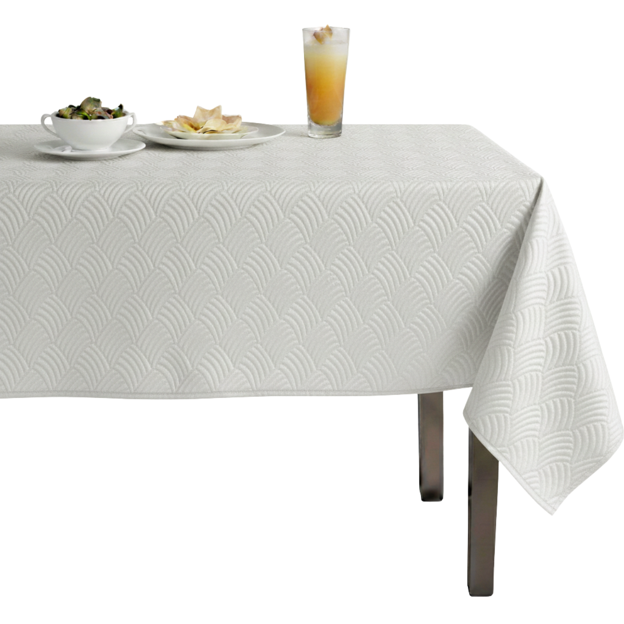 Bonanza Jacquard Quilted Look Tablecloth – White