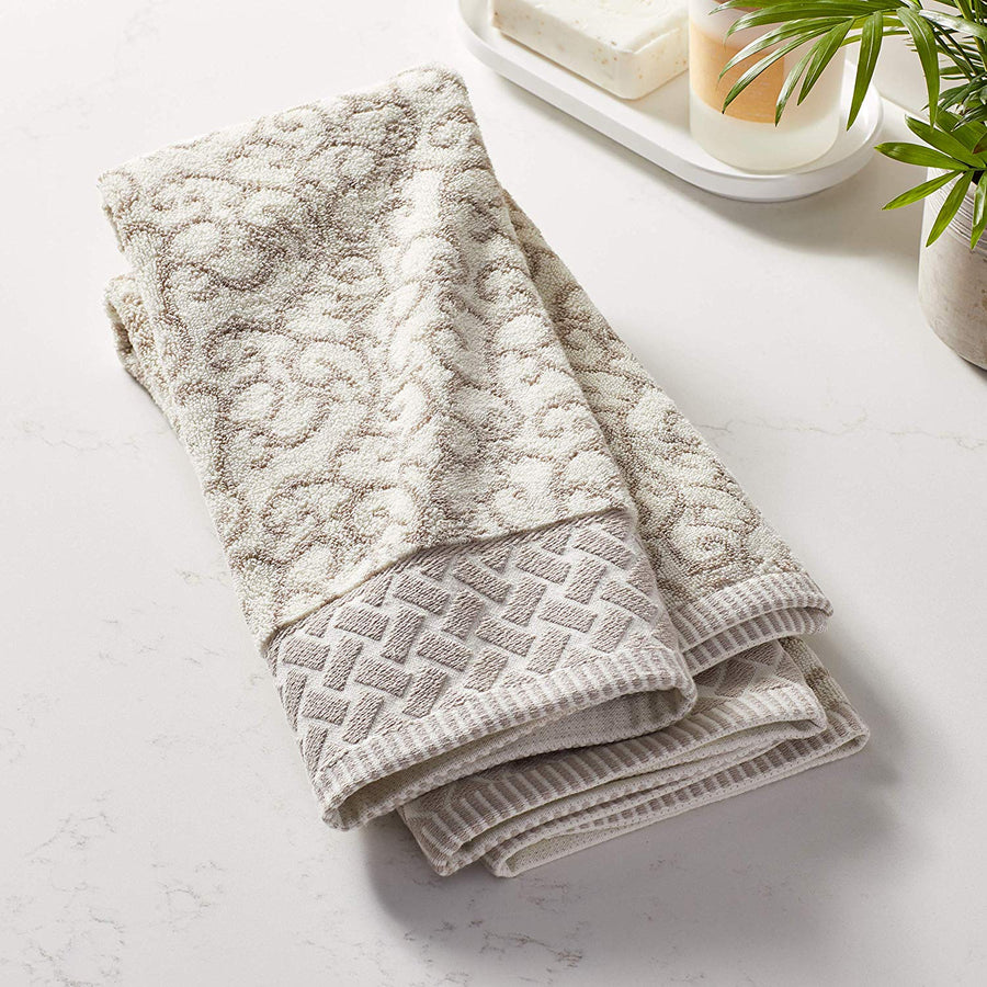 Violet Linen Swirl Grey Pattern Hand Towels Set of Two