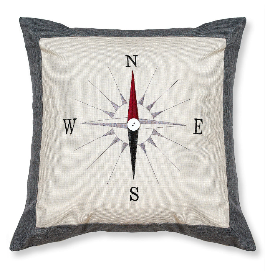 Rosetta Classic Embroidered Compass Decorative Accent Throw Pillow