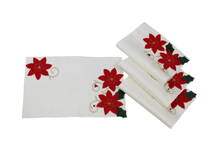 Christmas Decorative Red Poinsettias Decorative Place Mats