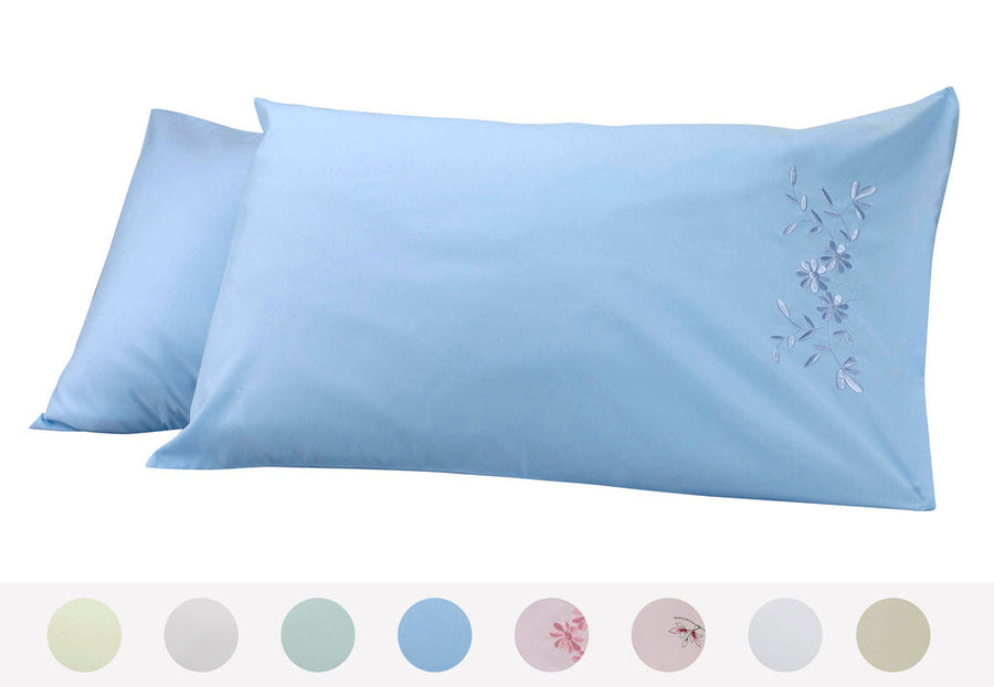 Legendary Solid Embroidered Pattern Set of 2 - Pillow Cases