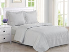 Grey and white fine-chevron cotton duvet set with matching shams