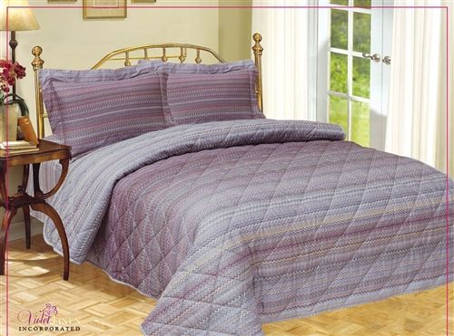 Violet Linen Mini Waves Zigzag Poly-Cotton Duvet Set — Multicolour