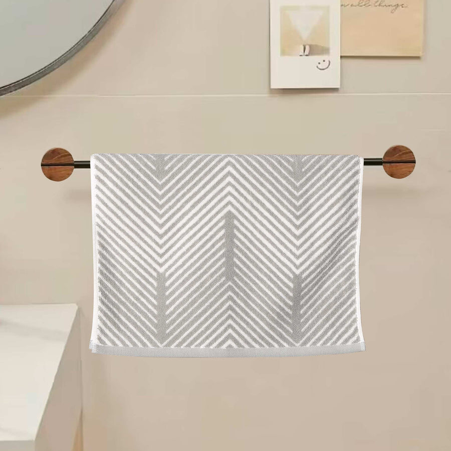 Violet Linen Silver Chevron Waves Pattern Hand Towels Set of Two