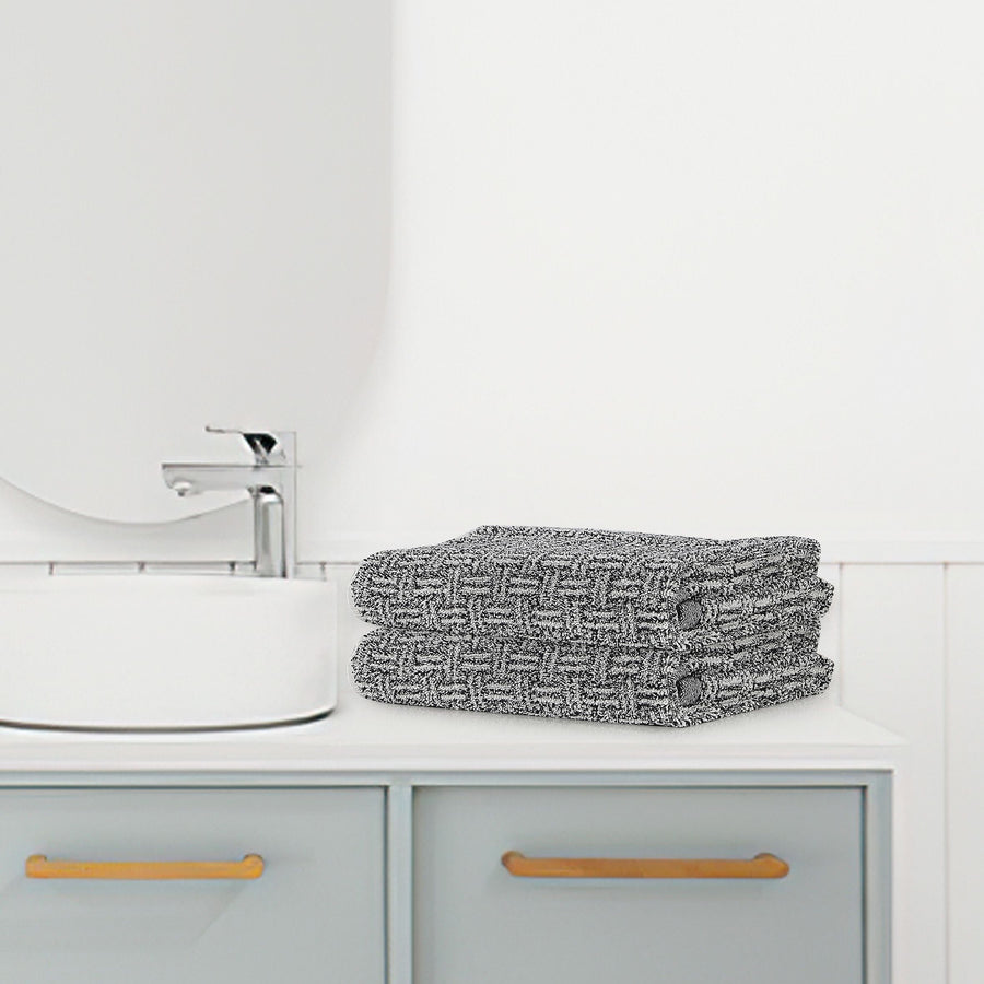 Violet Linen Brickstone Basketweave Terry Hand Towel — Gray