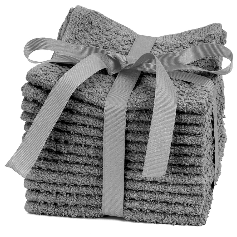 Zero Puff Bump Texture Pattern Luxurious Washcloths Set - Pack of 12