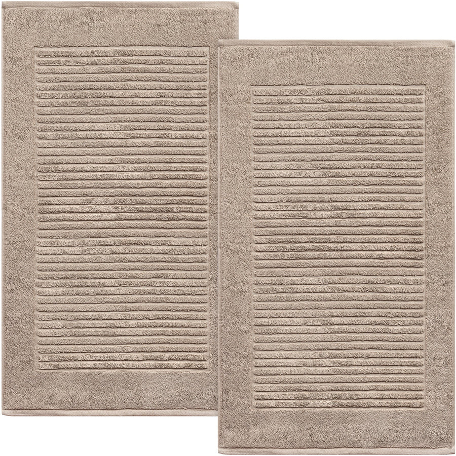 Violet Linen Ribbonette Ribbed Wavy Striped Pattern Bath Mats Set of Two