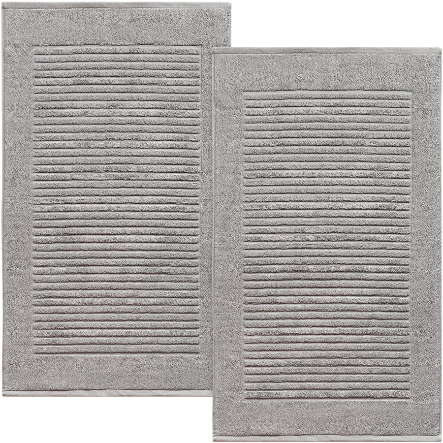 Violet Linen Ribbonette Ribbed Wavy Striped Pattern Bath Mats Set of Two