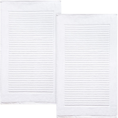 Violet Linen Ribbonette Ribbed Wavy Striped Pattern Bath Mats Set of Two