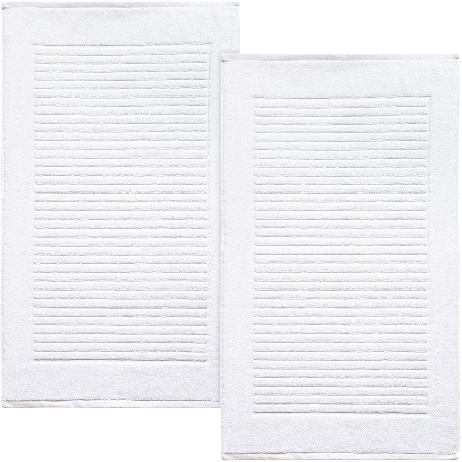 Violet Linen Ribbonette Ribbed Wavy Striped Pattern Bath Mats Set of Two