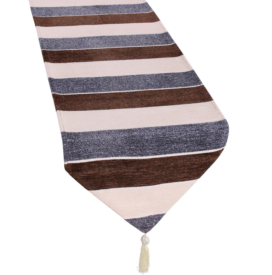 Deluxe Chenille, Striped Design Decorative Table Runner