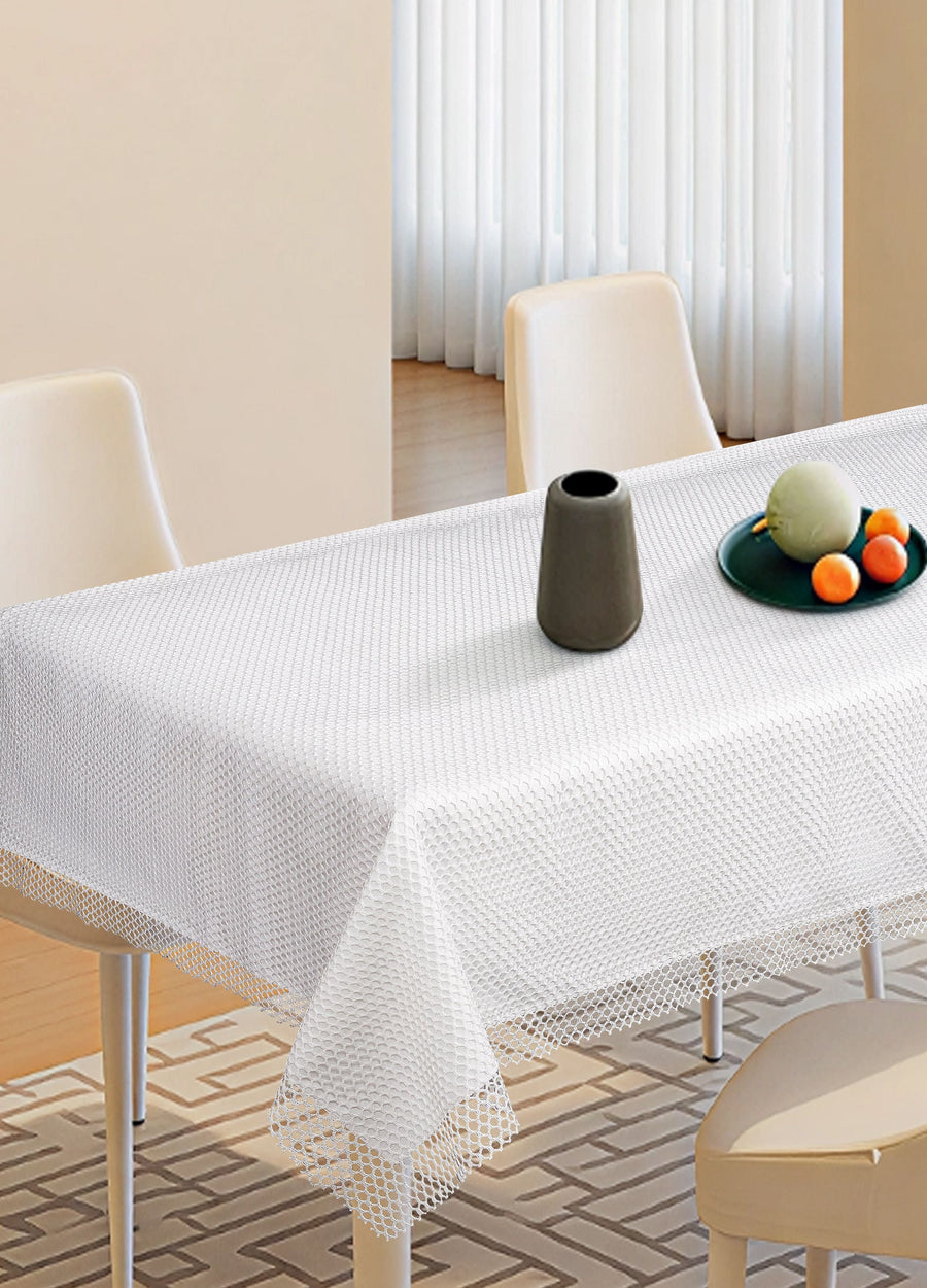 Violet Linen New Orleans Net Lace Tablecloth — Ivory & White