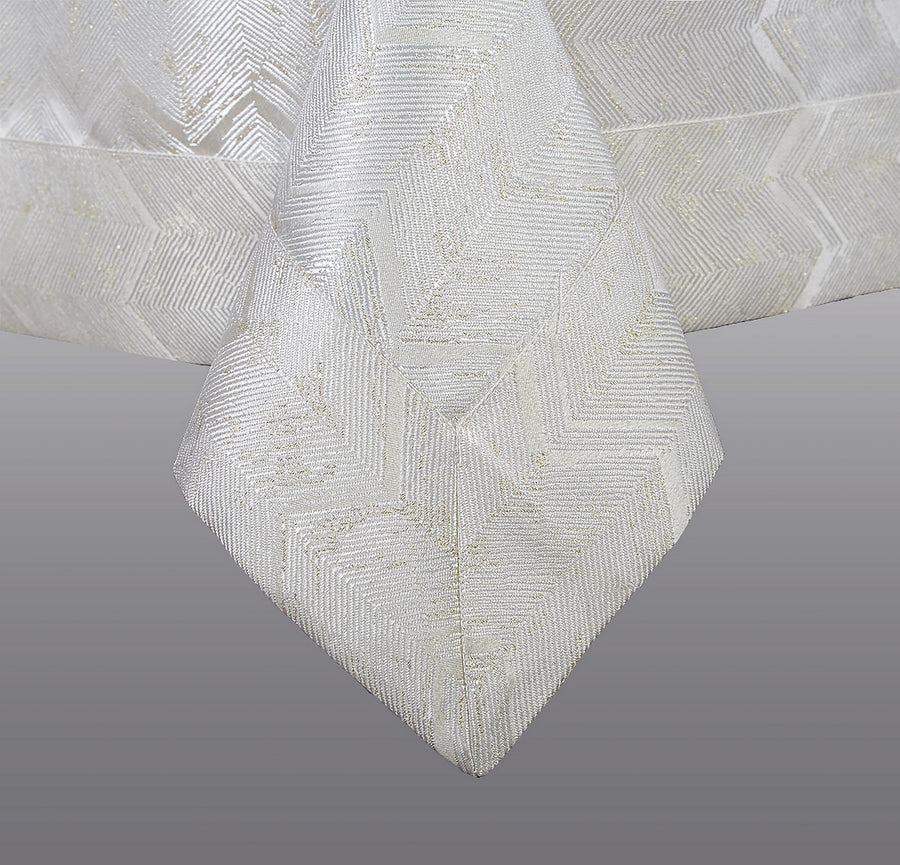 Violet Linen Princess Damask Tablecloth — Cream & White