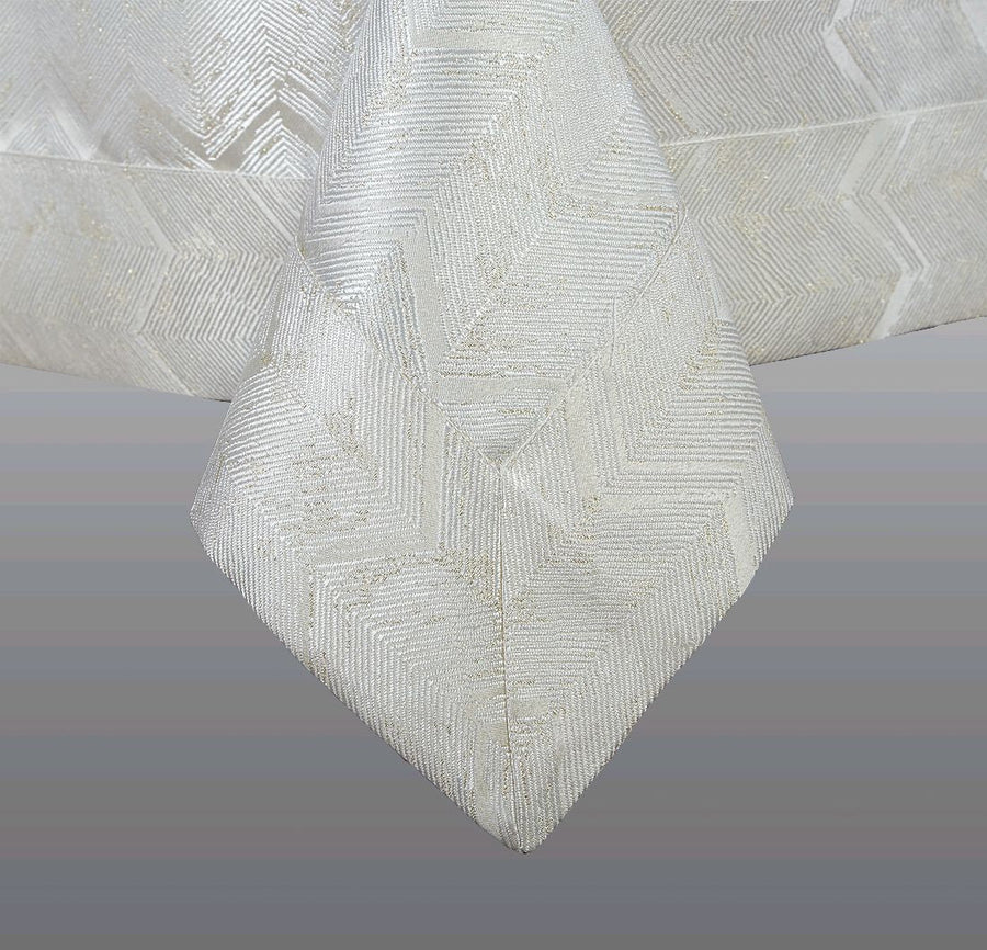 Violet Linen Princess Damask Tablecloth — Cream & White