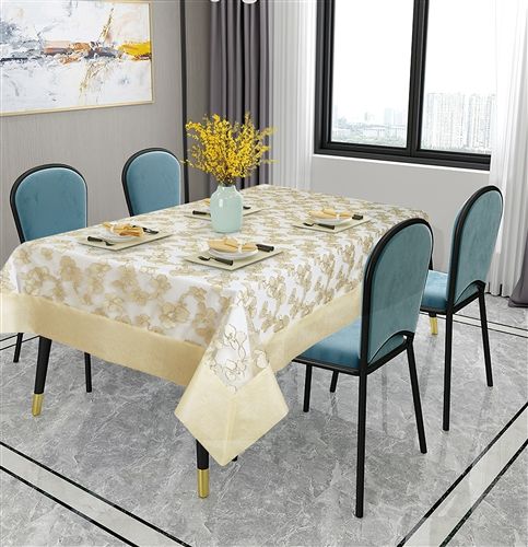 Violet Linen Ribbon Jacquard Tablecloth — Ivory
