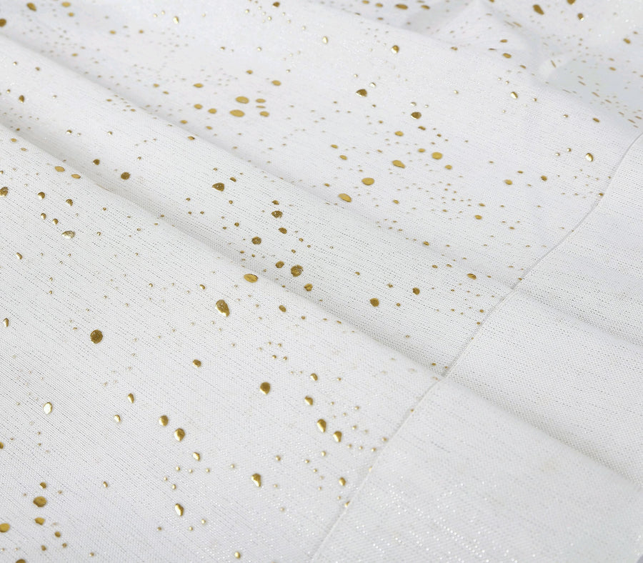 Violet Linen Vintage Gold-Fleck Tablecloth — White with Metallic Splatter