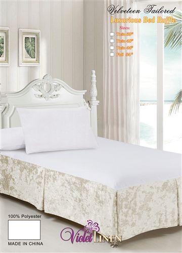 Violet Linen Velveteen Tailored Bed Skirt — Cream