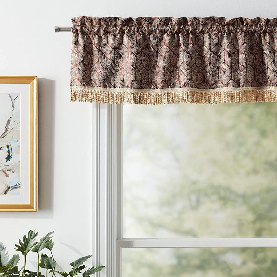 Fortune 3D Geometric Pattern Decorative Window Treatment Rod Pocket Curtain Straight Valance