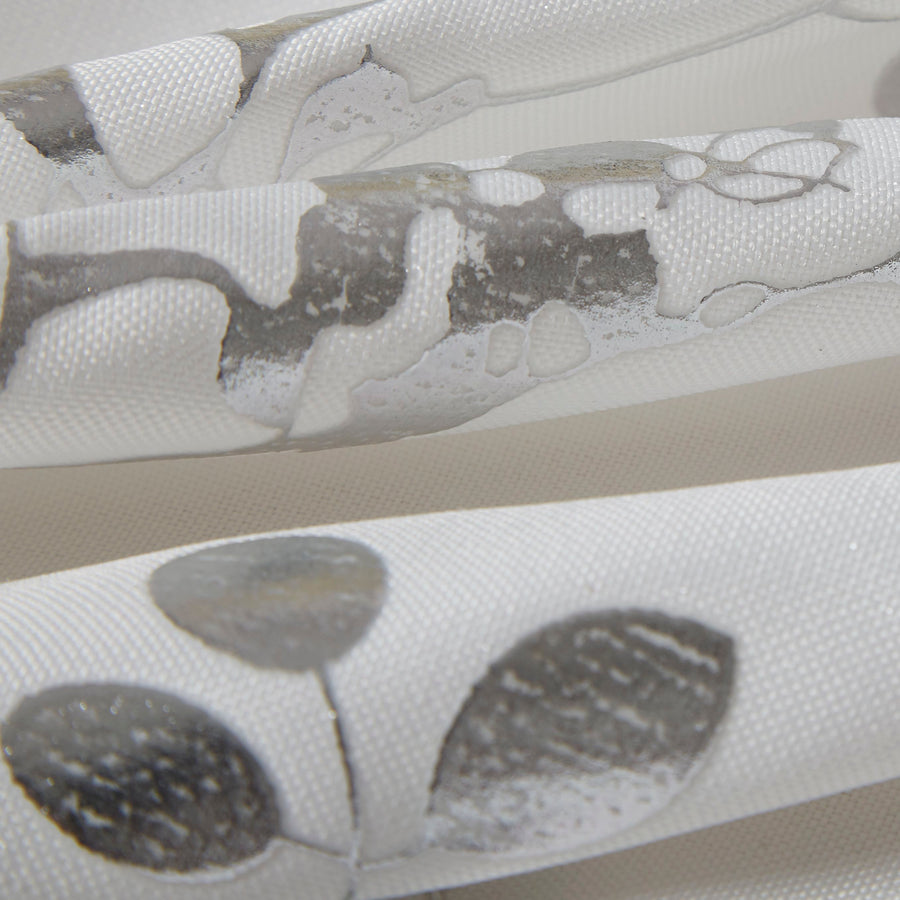 Violet Linen Lisbon Botanical Sprig Tablecloth — White & Grey