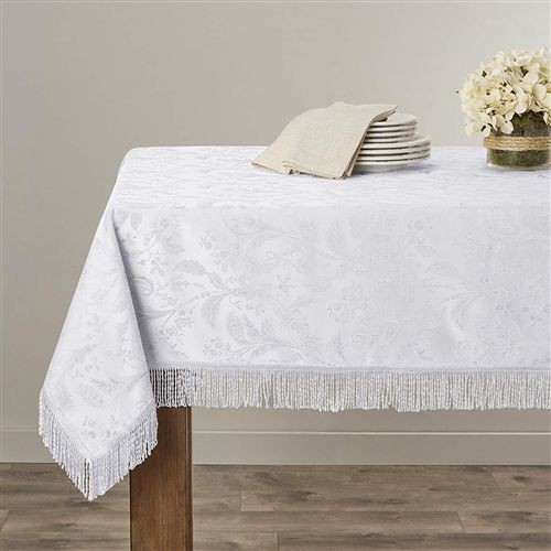 Violet Linen Luxury Jacobean Damask Tablecloth — Burgundy & Gold