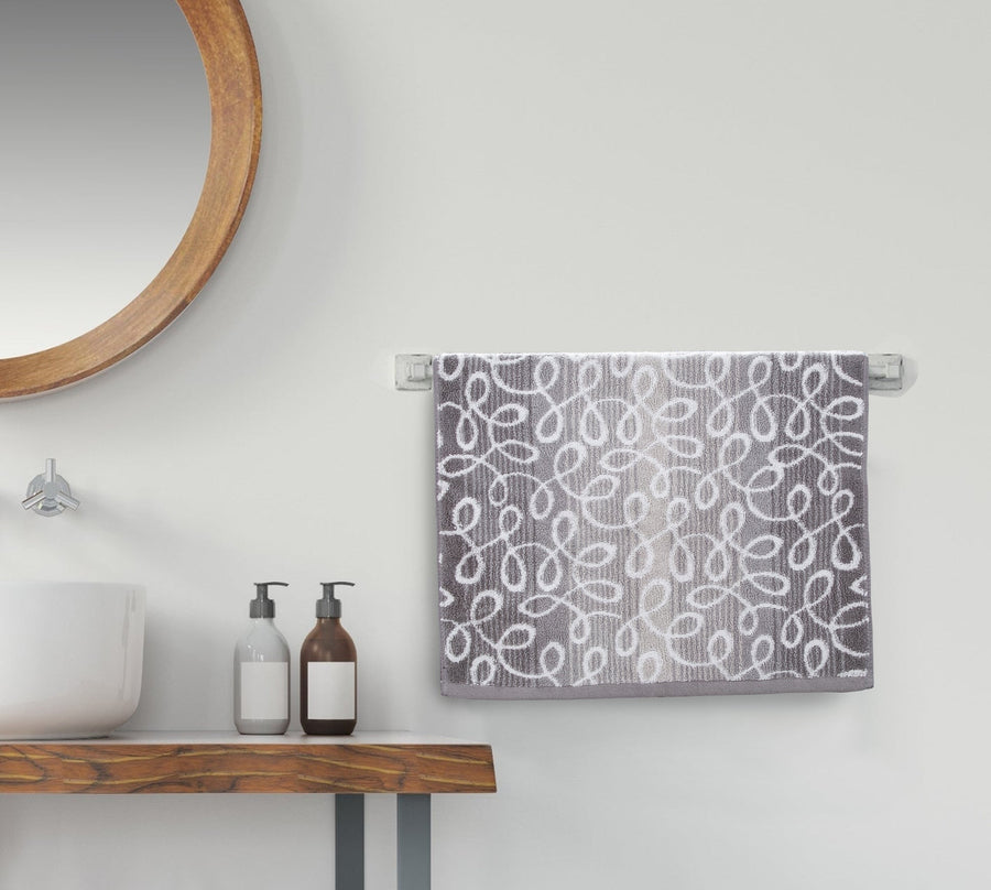 Violet Linen Scroll Grey Pattern Hand Towels Set of Two