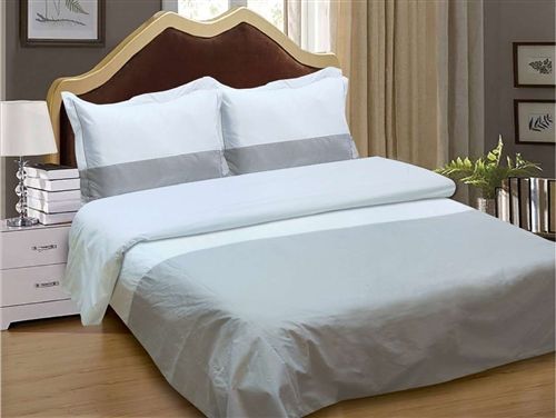 Violet Linen Hotel Cotton-Poly 8-Piece Duvet Set — Grey & White