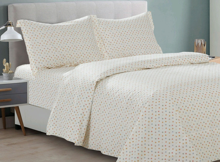 Violet Linen Yellow Stone Confetti-Dot Cotton Duvet Set — Cream