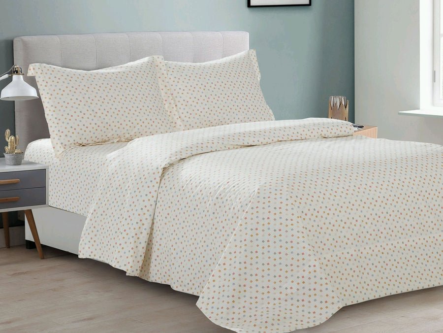 Violet Linen Yellow Stone Confetti-Dot Cotton Duvet Set — Cream