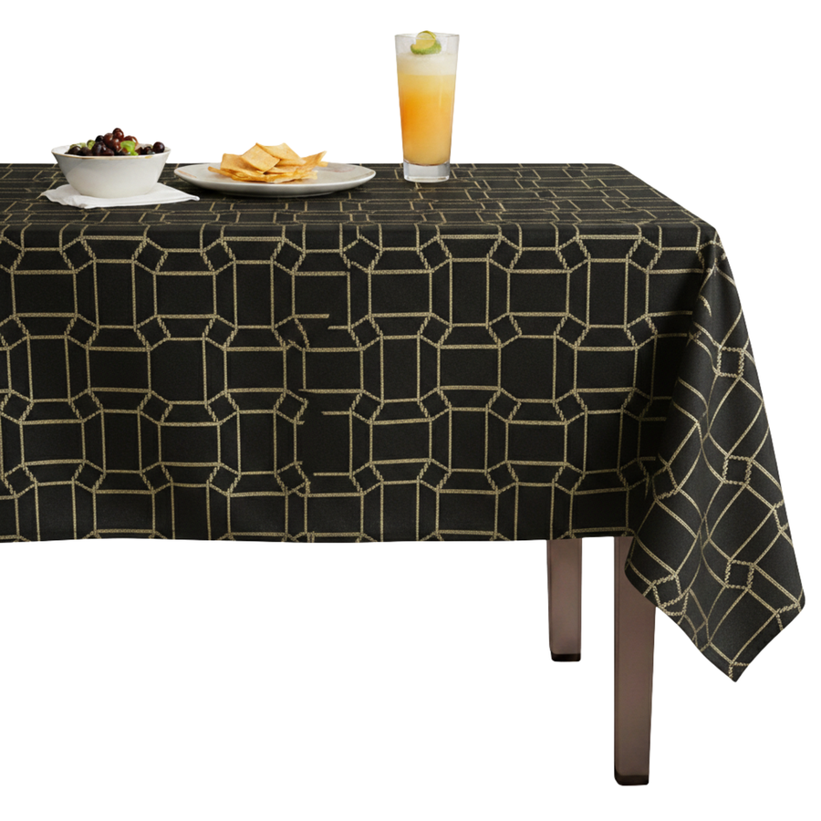 Square Jacquard Quilted Look Tablecloth – Midnight
