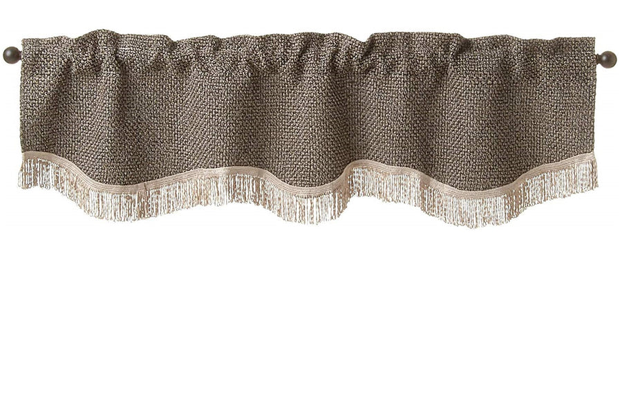 Chenille Basket Weave Design Decorative Window Treatment Rod Pocket Curtain Straight Valance