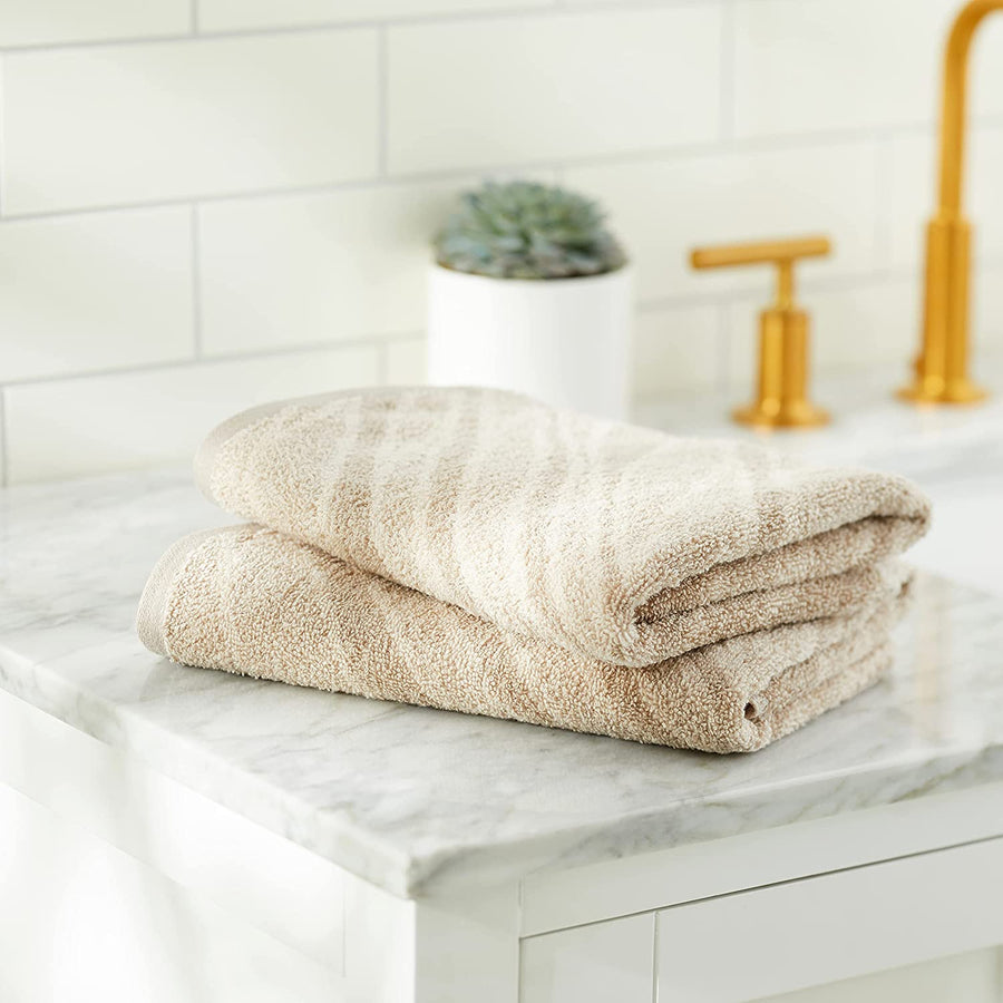 Violet Linen Plush Zebra Stripe Sand Pattern Hand Towels Set of Two