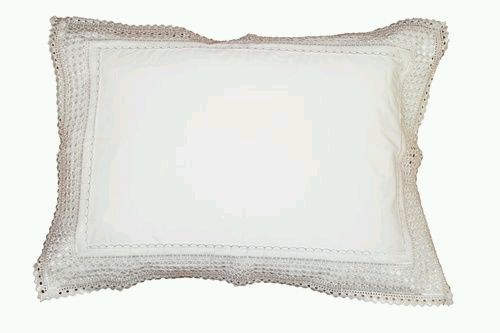 Violet Linen S'Elegante Solid White Duvet with Crochet Lace Border