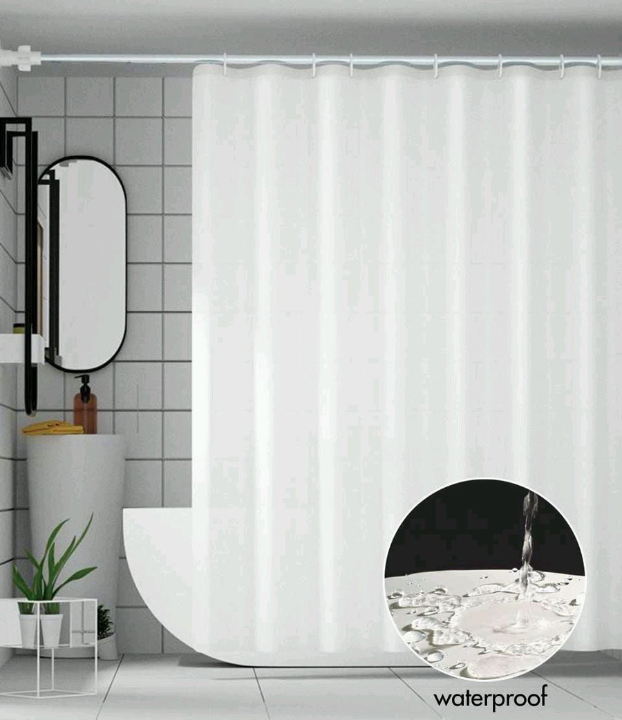 Violet Linen Fabric Shower Curtain Liner — Waterproof, Ivory or White