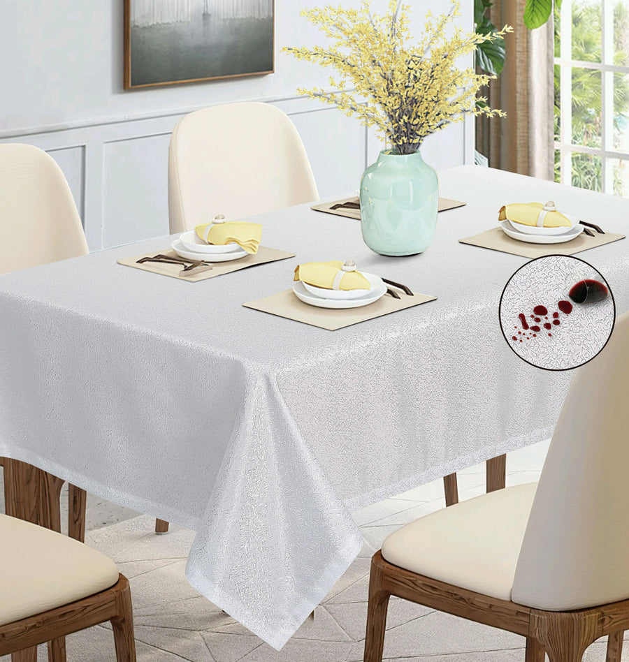 Violet Linen Euro Sensation Woven Jacquard Tablecloth — White