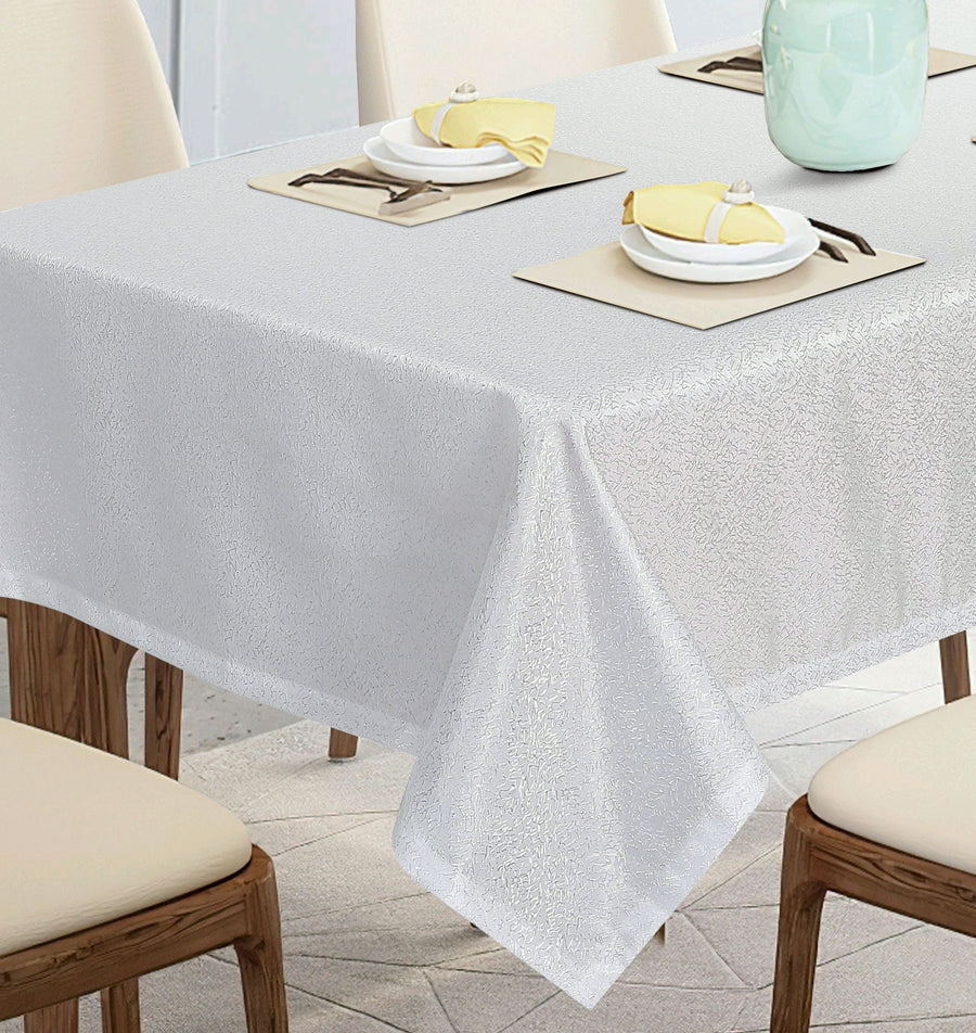 Violet Linen Euro Sensation Woven Jacquard Tablecloth — White