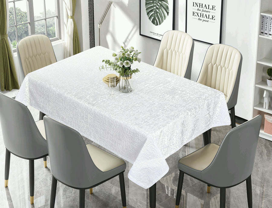 Violet Linen Velveteen Velour Tablecloth — White Brushed Velvet