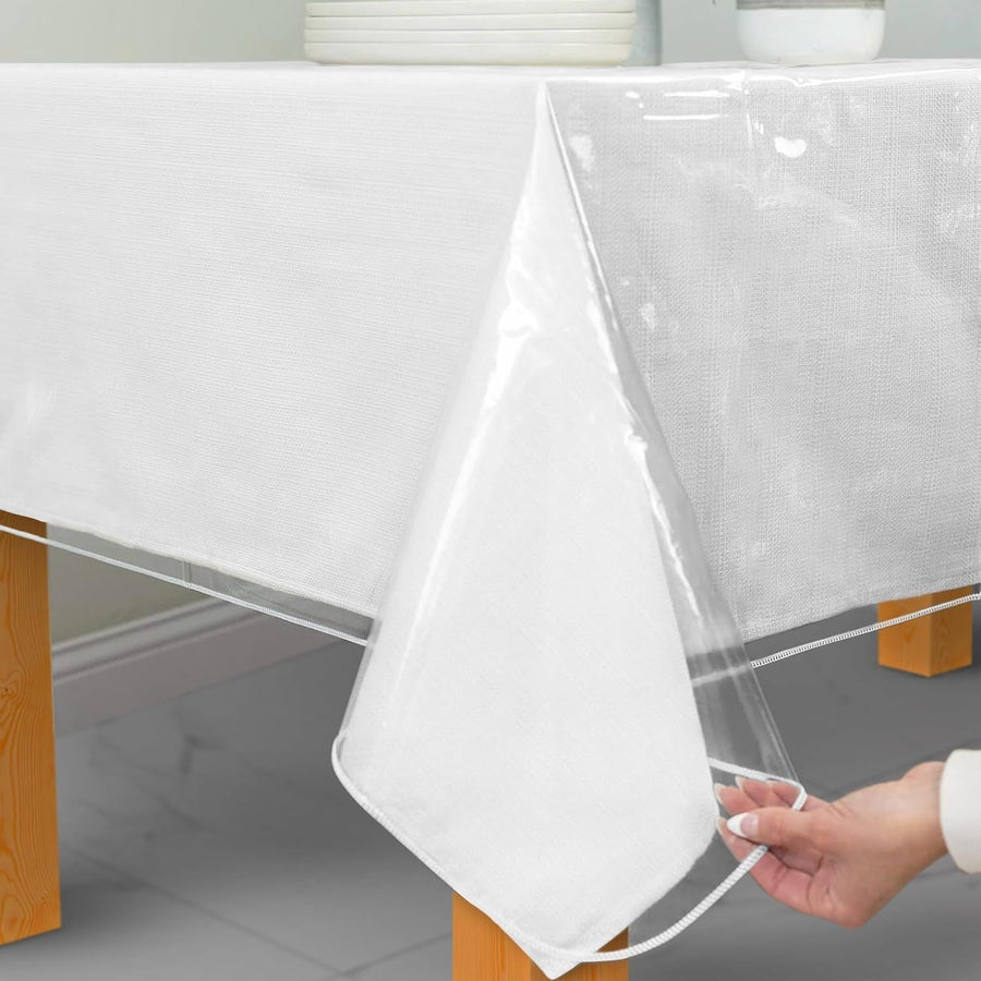 Violet Linen Clear Vinyl Tablecloth Protector — Waterproof, Multiple Sizes