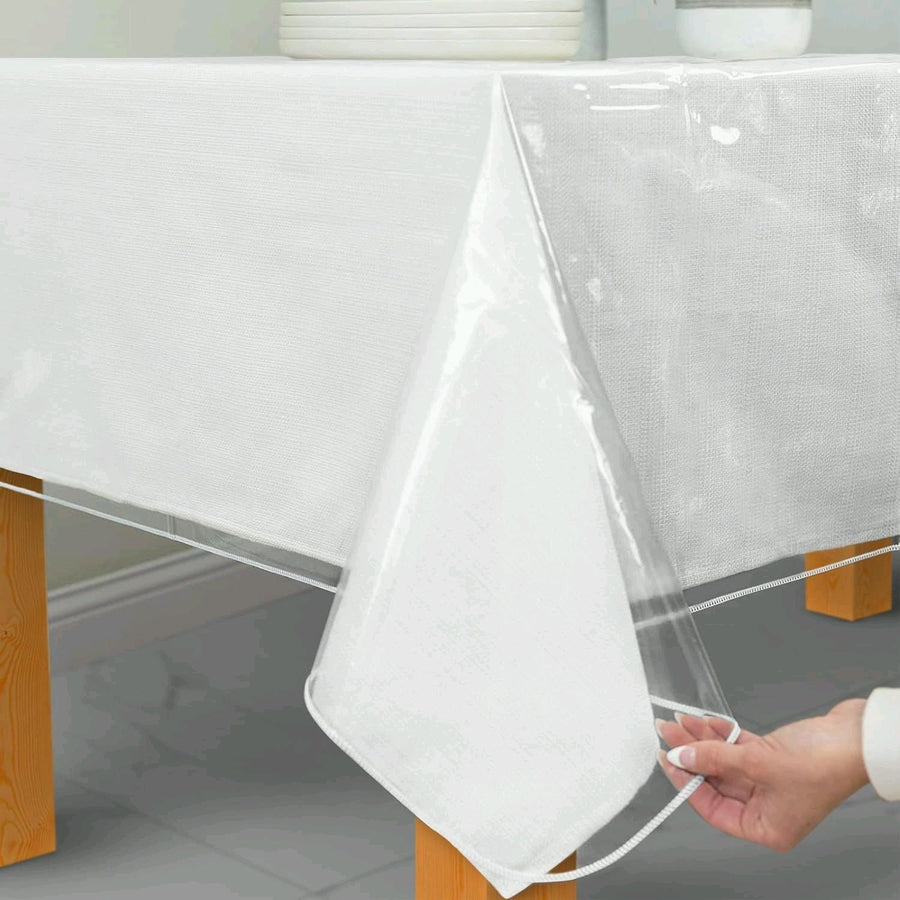 Violet Linen Clear Vinyl Tablecloth Protector — Waterproof, Multiple Sizes