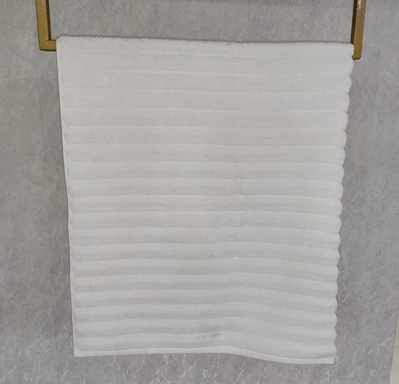 Violet Linen Ribonett Ribbed Terry Towels — White