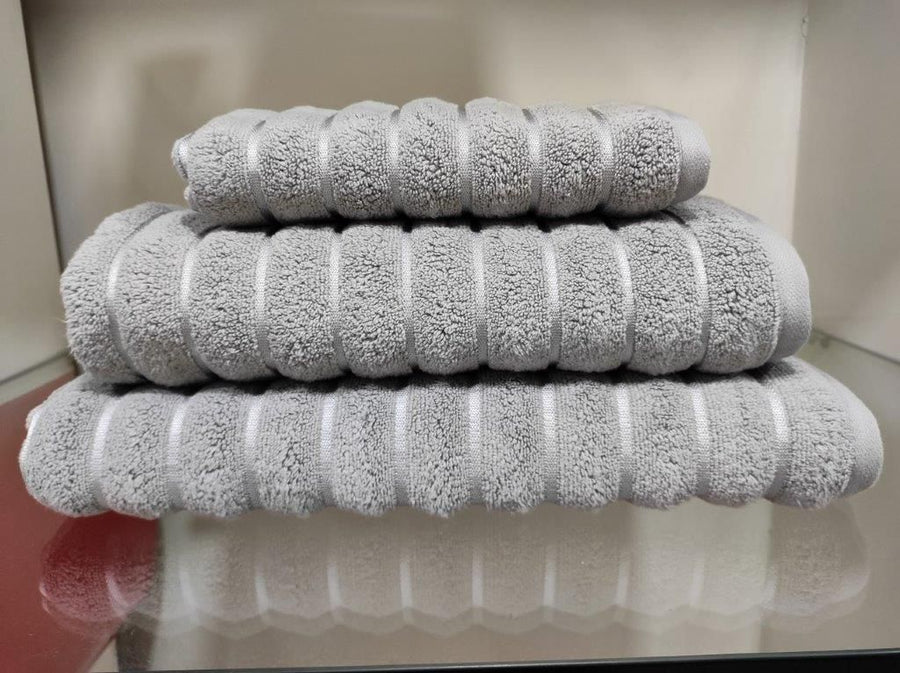Violet Linen Ribonett Ribbed Terry Towels — Silver Gray