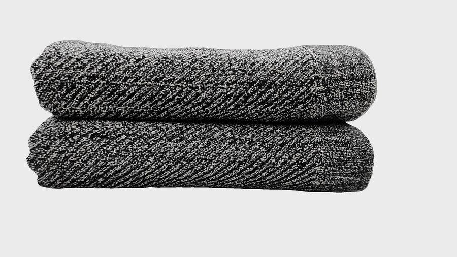 Violet Linen Diagonal Terry Towels — Black, Bath & Hand