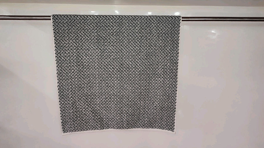 Violet Linen Chevron Terry Towels — Black & White Zigzag